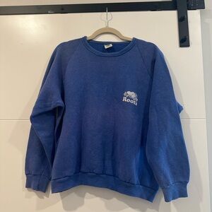 Vintage Canada Roots Blue Crewneck Sweatshirt with Logo